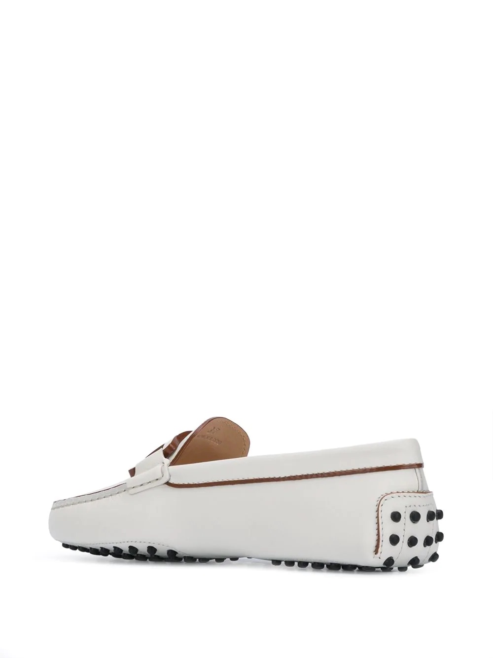 chain-link leather driving loafers - 3