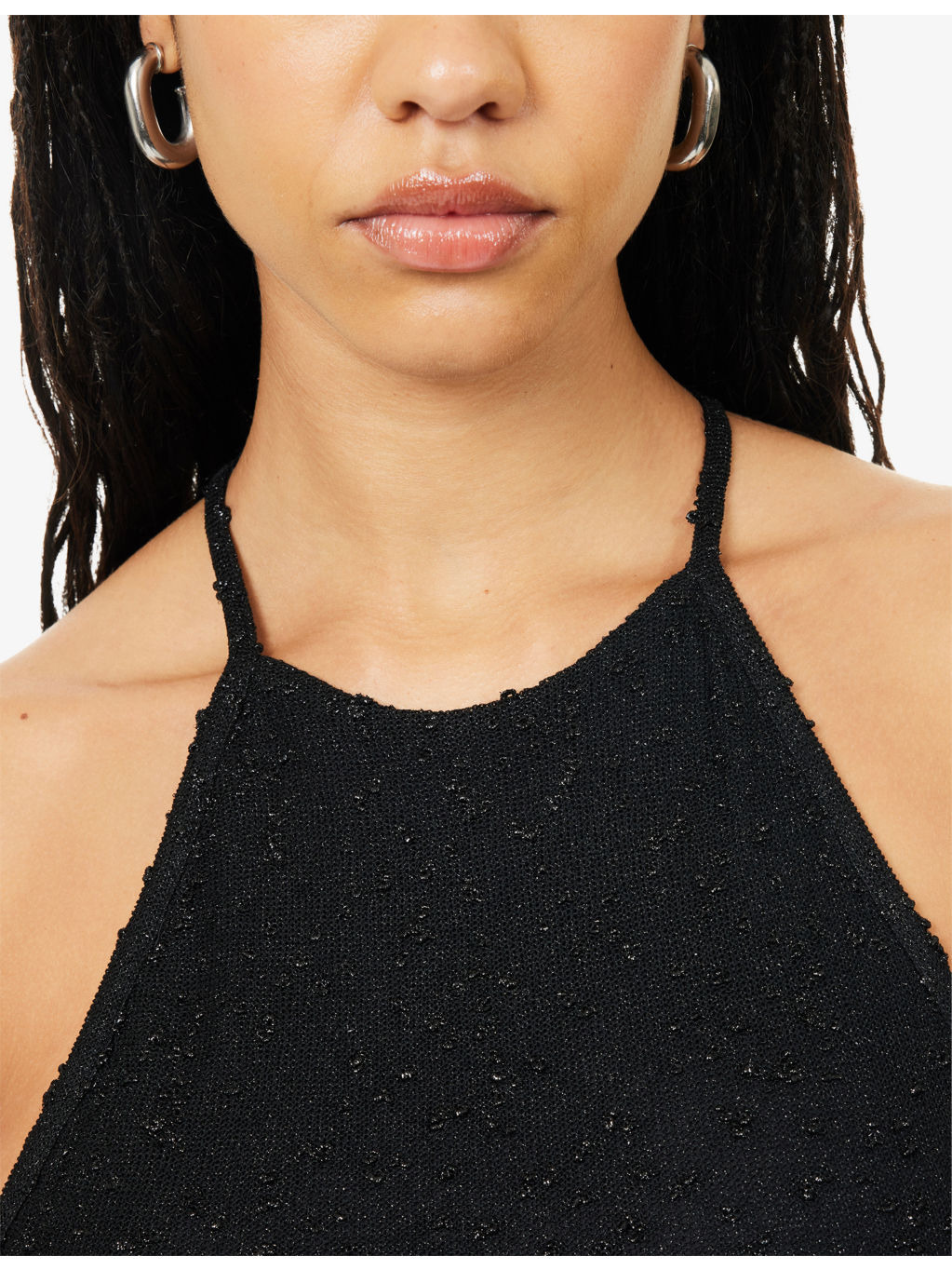 Imber Metallic Halter Knitted Maxi Dress - 5