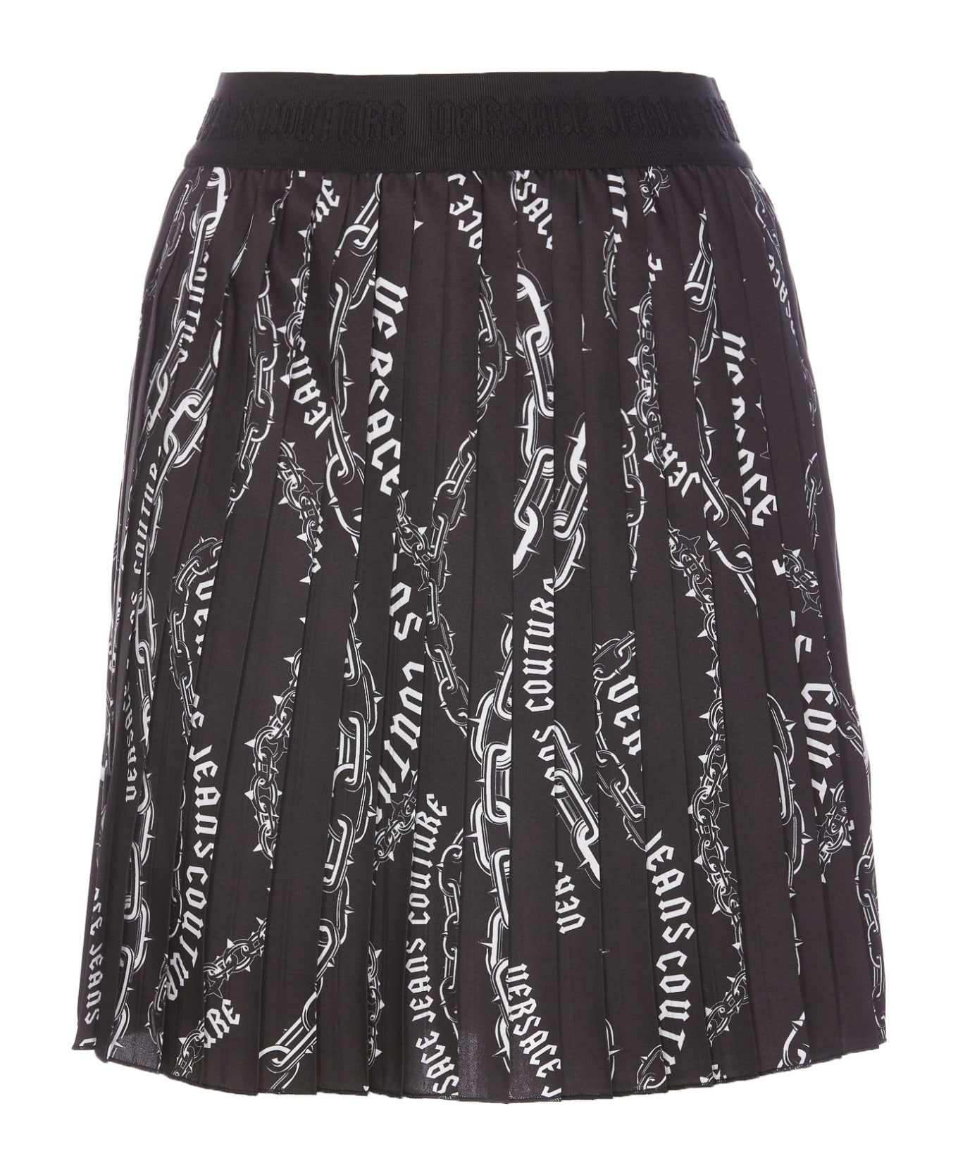 Chain Couture Pleated Mini Skirt - 1