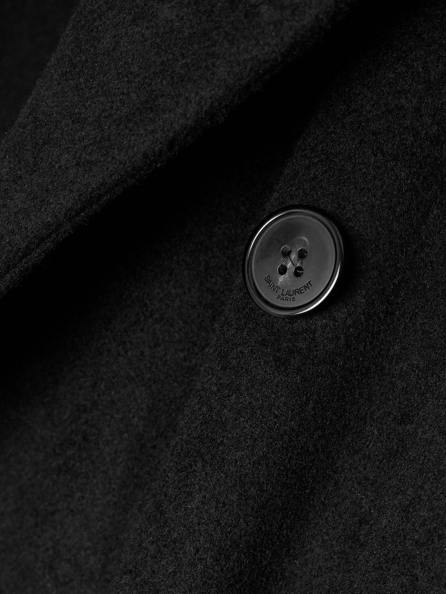 Double-breasted wool and cashmere-blend coat Black - 5