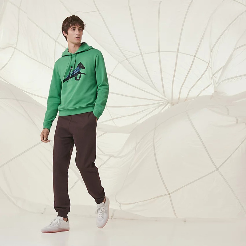 Jogging pants with leather detail 1