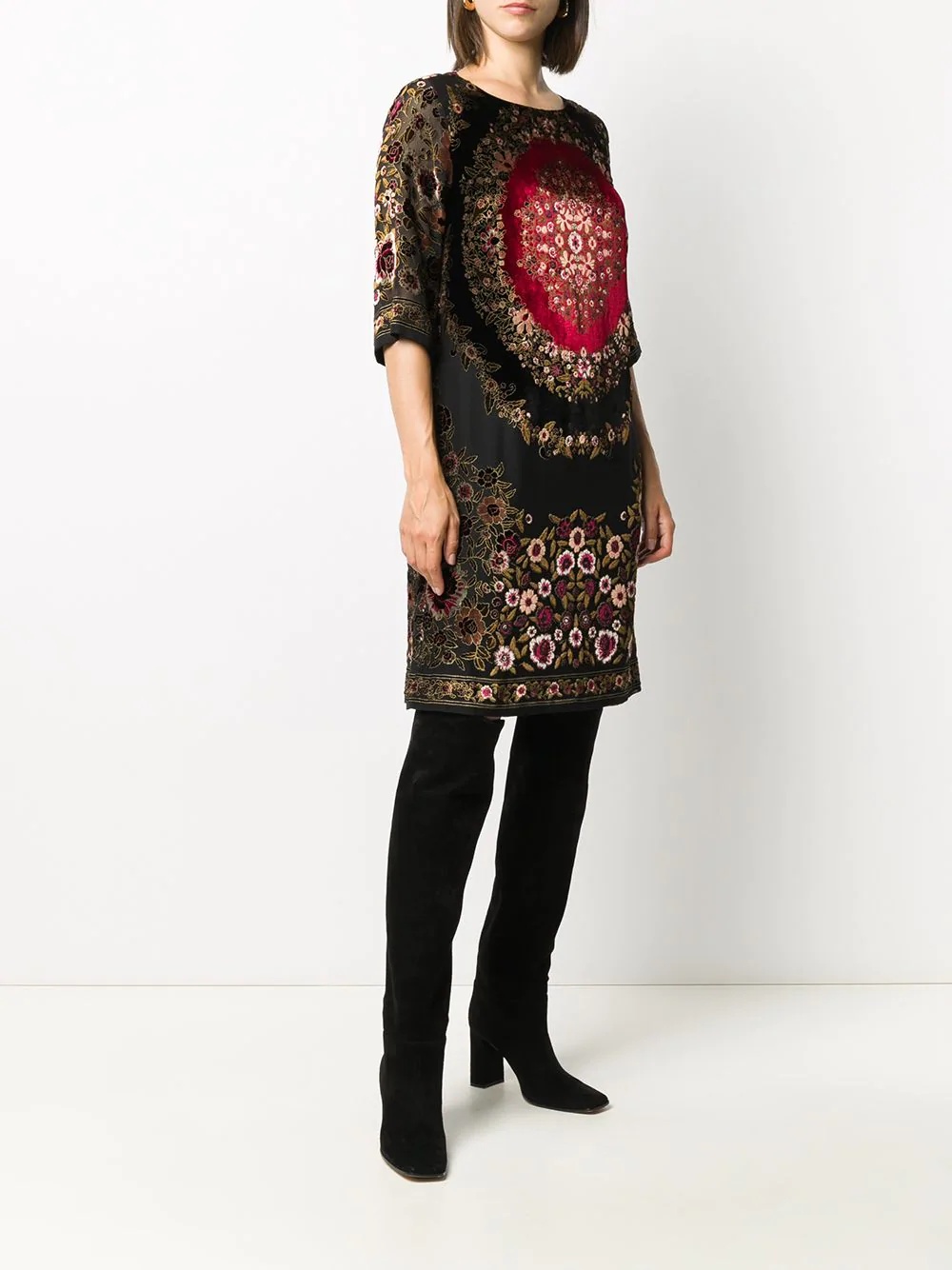 floral embroidered shift dress - 3