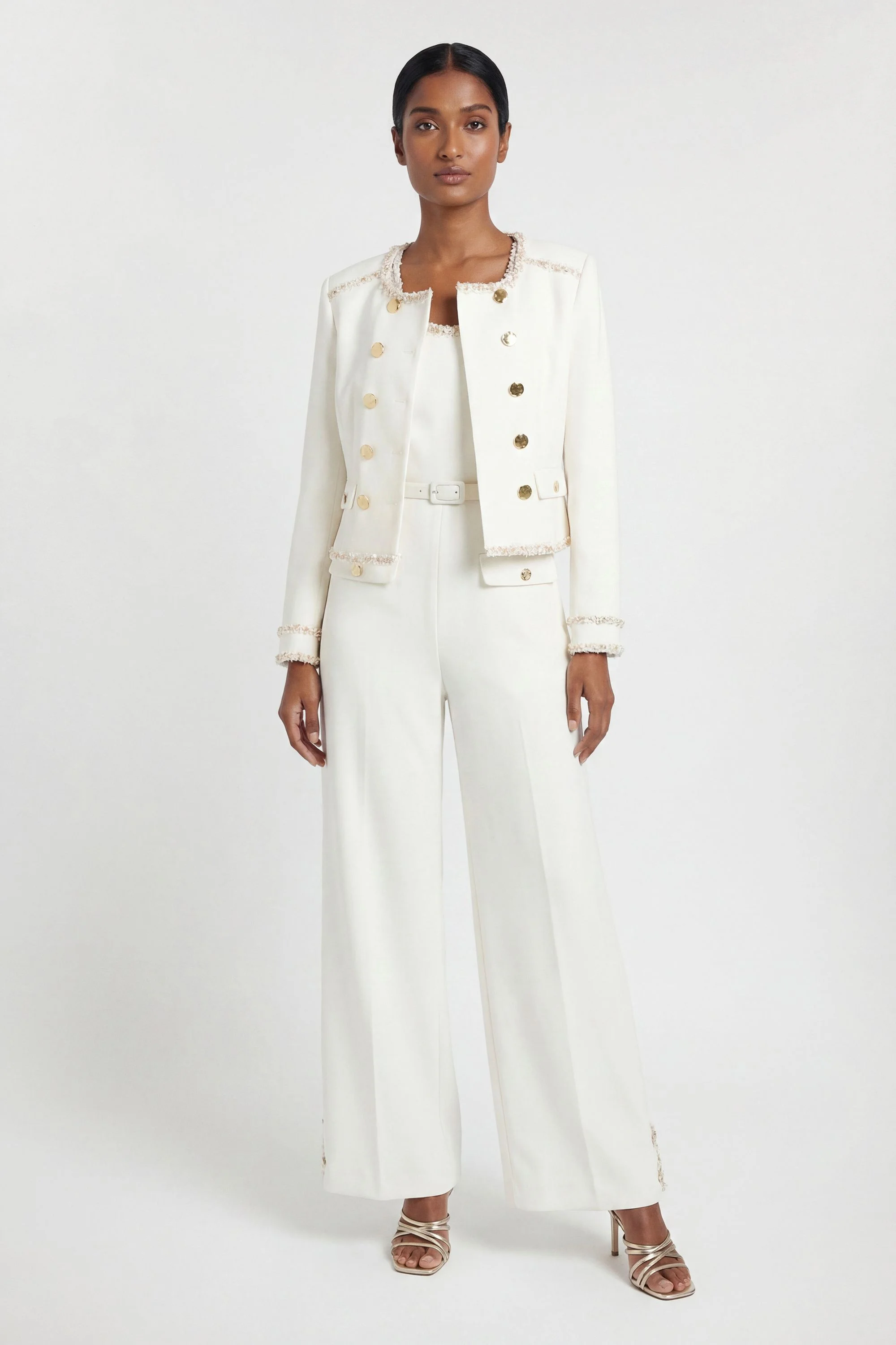 Compact Stretch Embellished Trim Tailored Jacket - 1