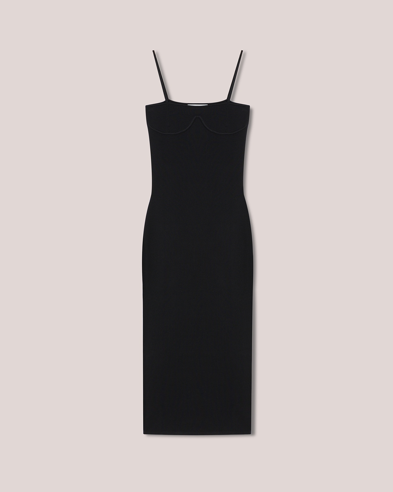 NYOKA - Compact viscose spaghetti strap dress - Black - 1