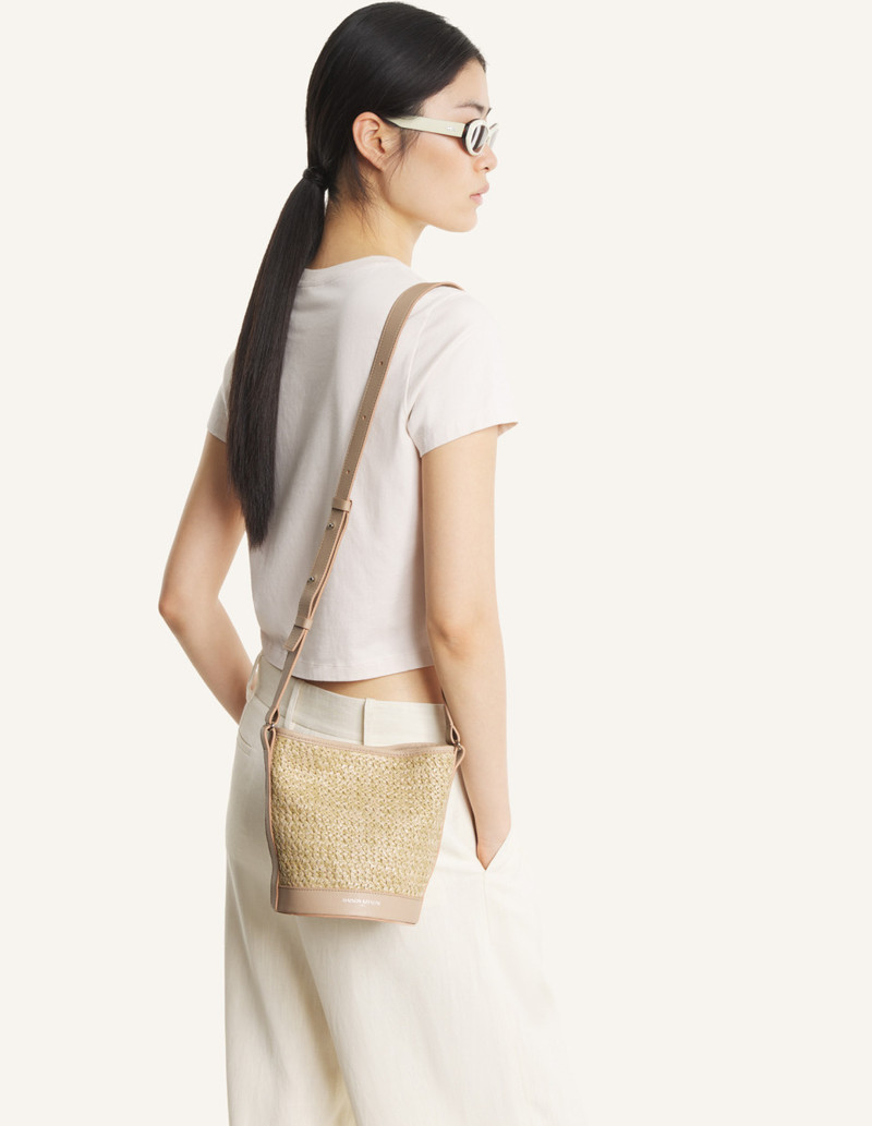 Maison Kitsuné RAFFIA AND LEATHER BUCKET BAG outlook