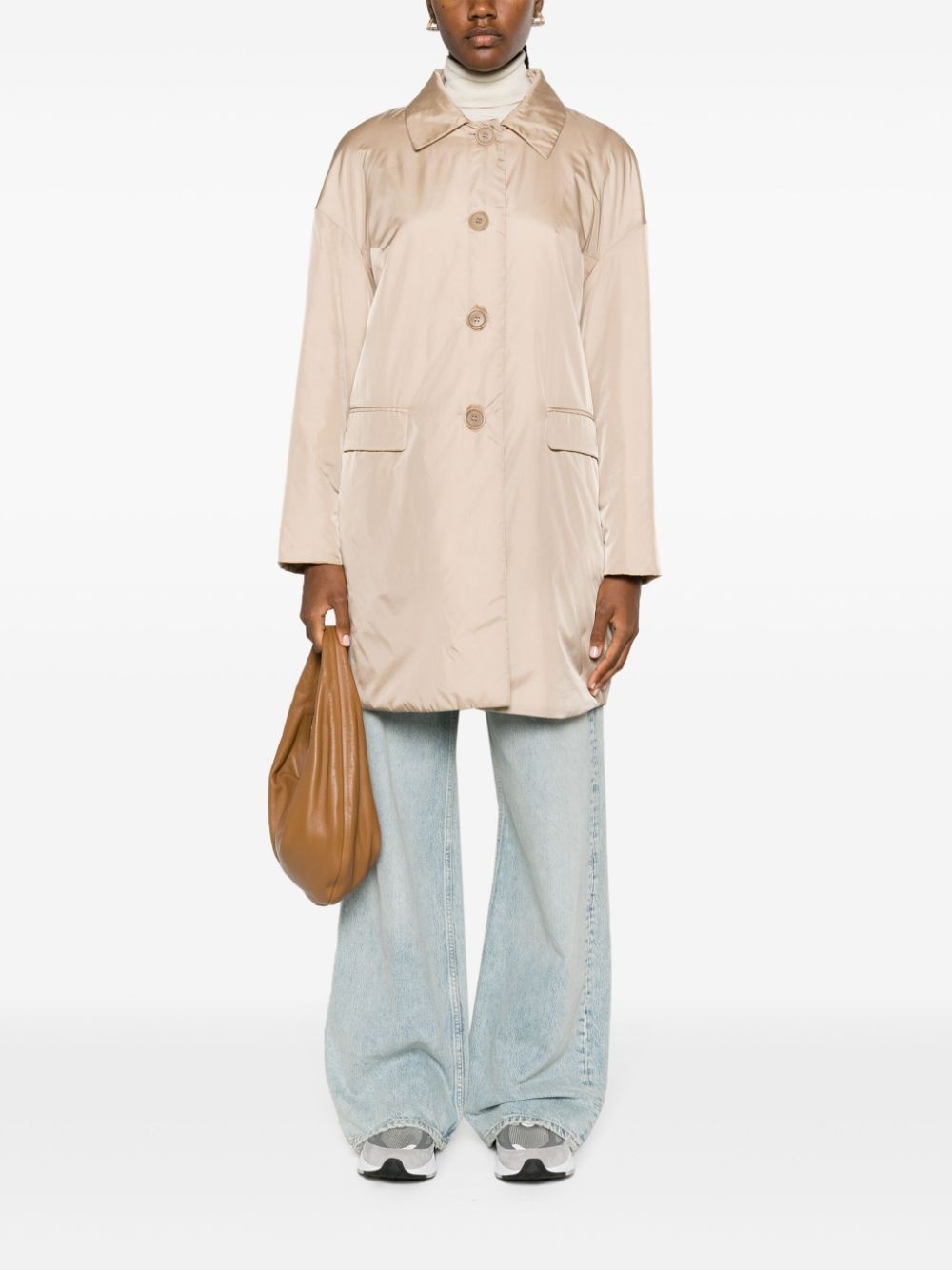 buttoned-up padded trench coat - 3