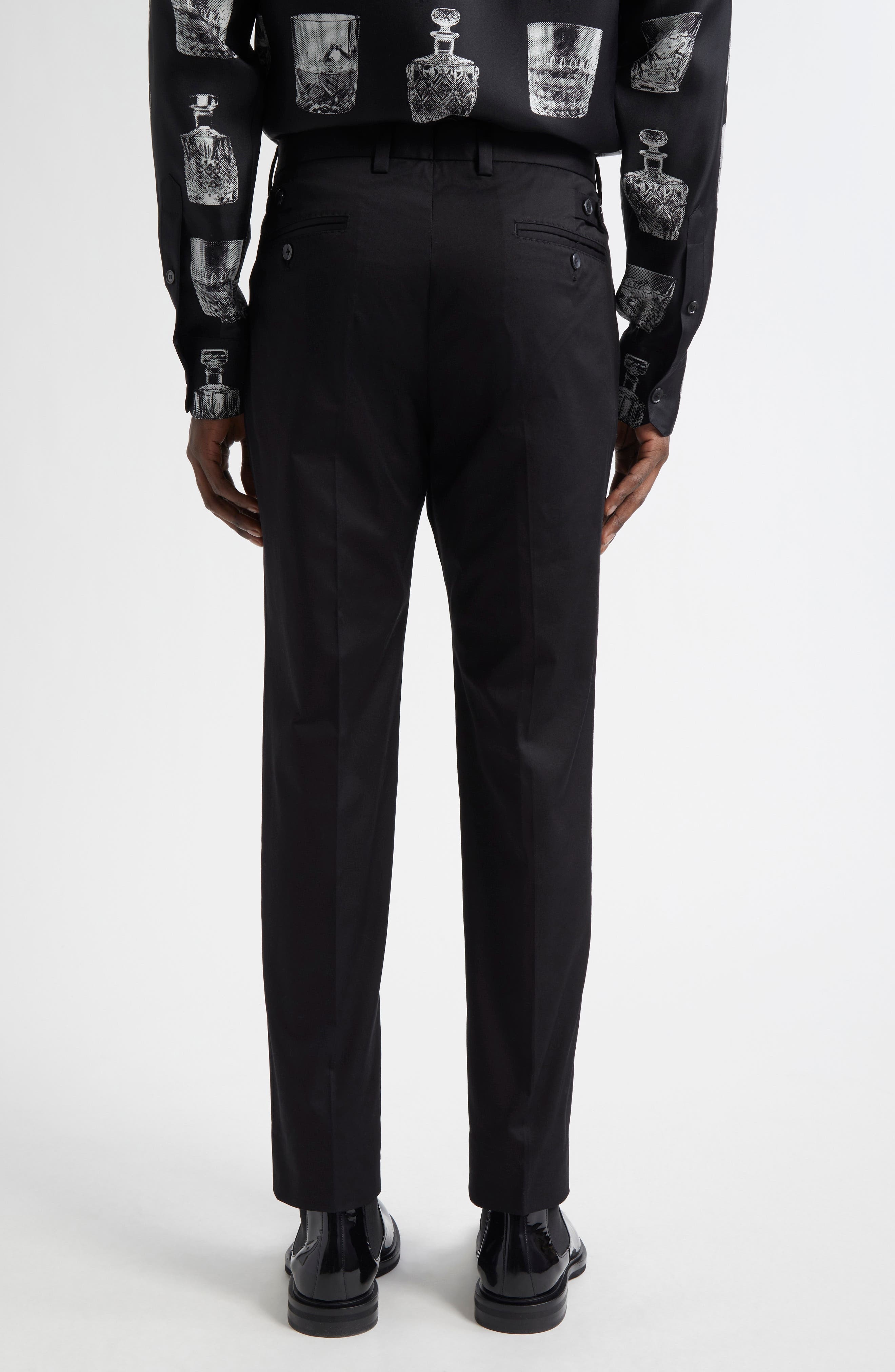 Dolce&Gabbana Stretch Cotton Straight Leg Pants in N0000 Nero at Nordstrom - 3