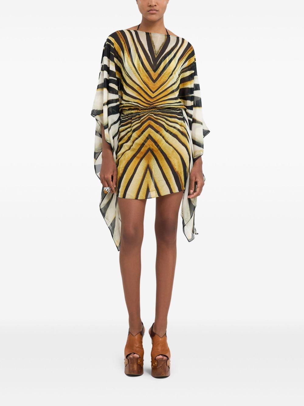 Ray of Gold print chiffon silk dress - 3