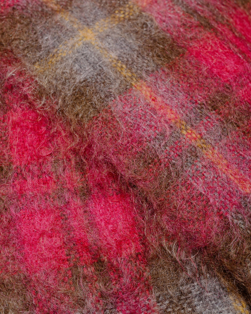 The Real McCoys MA24107 Plaid Pattern Mohair Scarf Red/Mint outlook