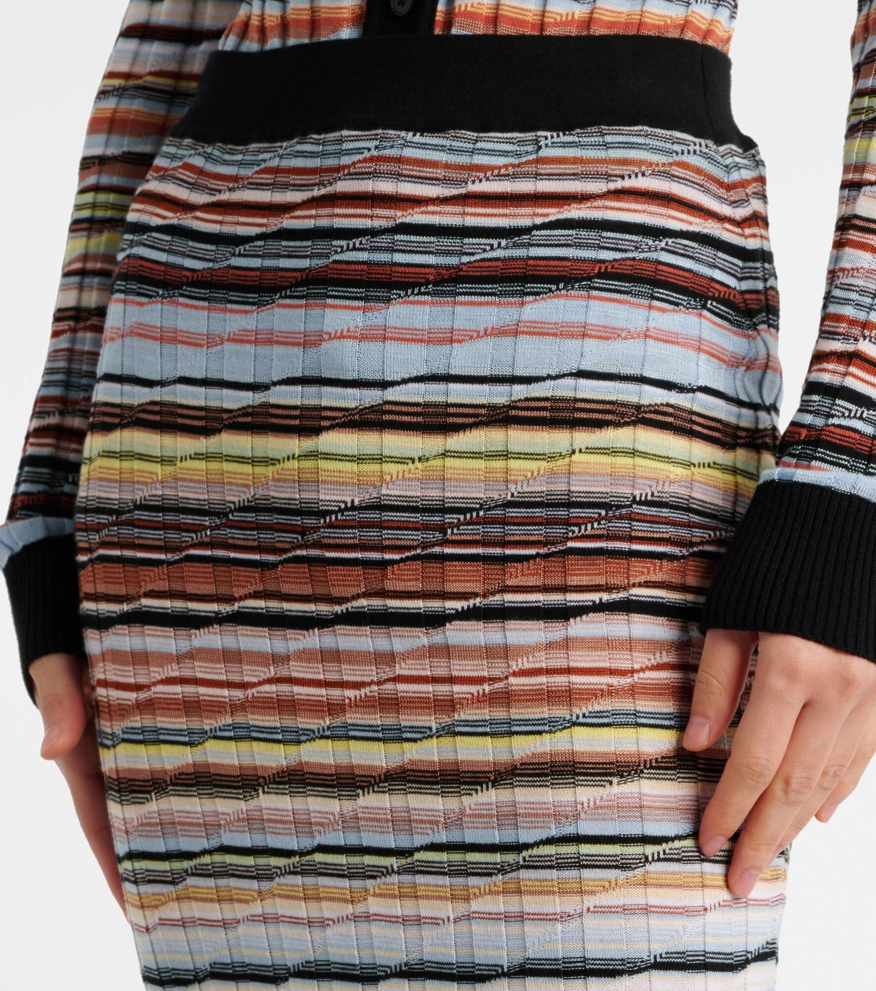 Striped cotton-blend midi skirt - 4