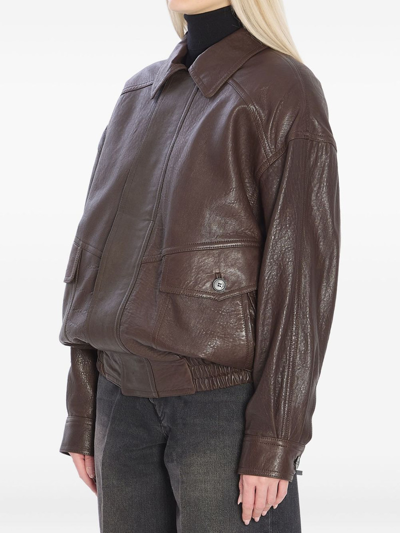 SAINT LAURENT pointed-collar balloon-seelves lambskin jacket outlook