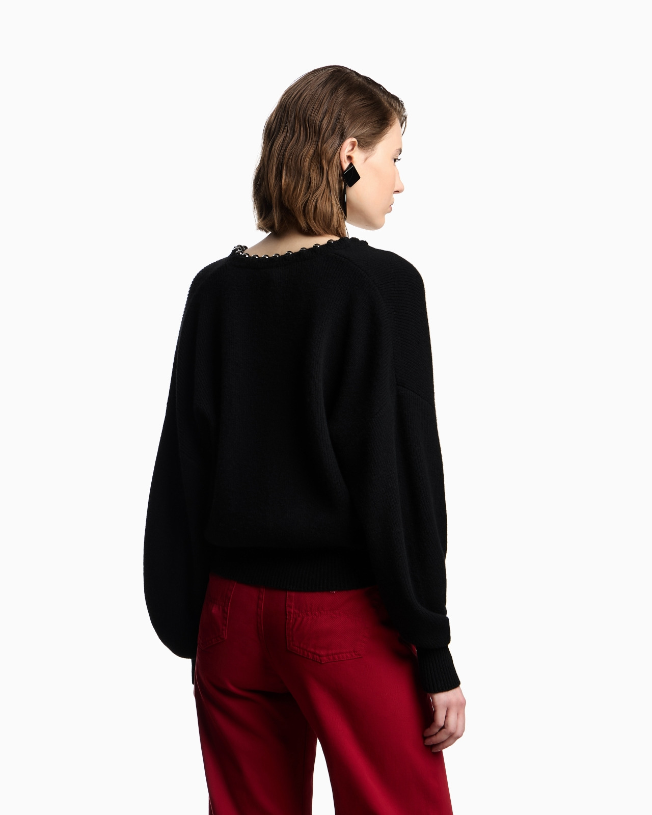 VIRGIN WOOL AND CASHMERE CARDIGAN WITH OVERSIZED METAL SPHERES - 3