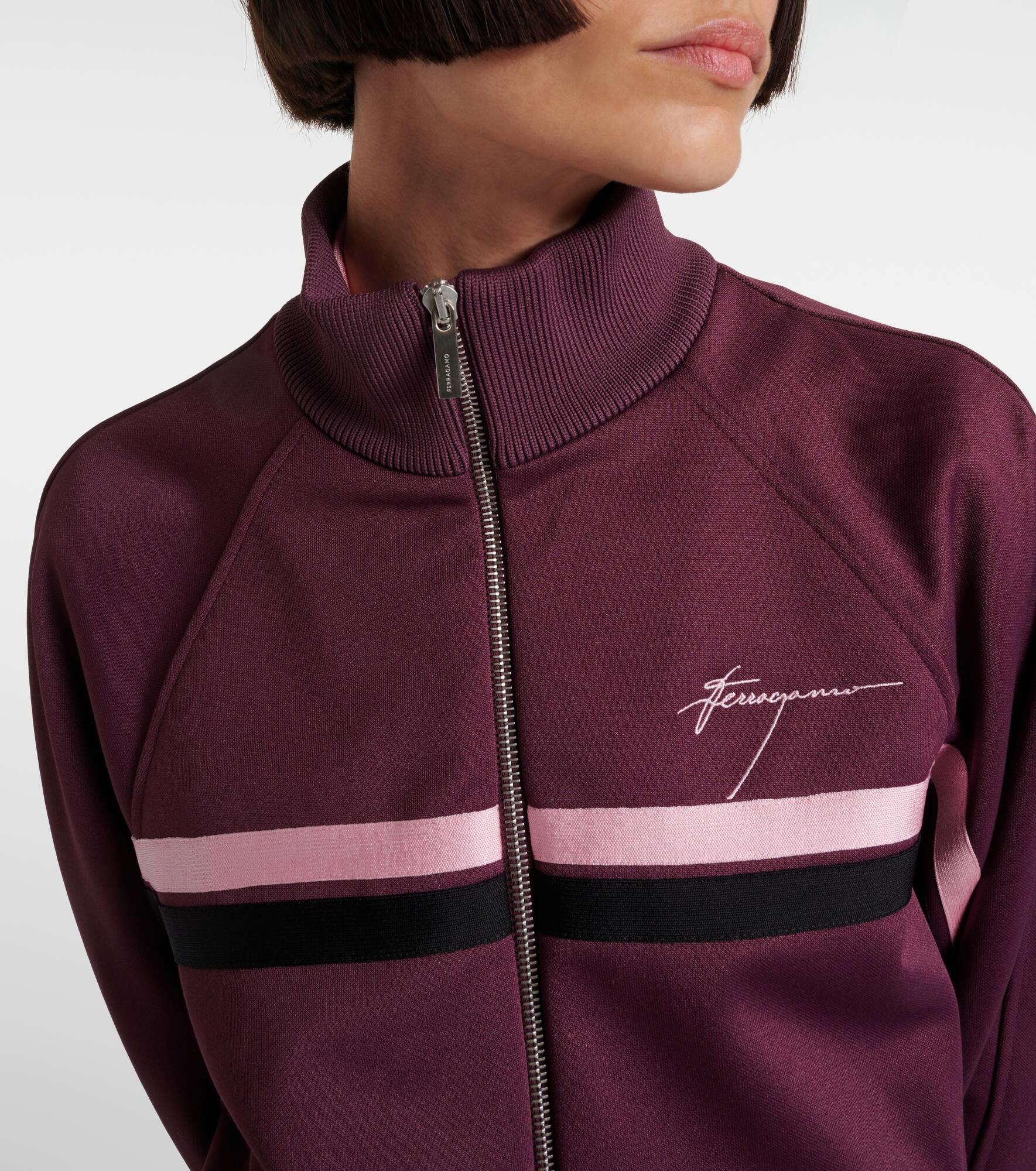 Logo striped jersey track jacket - 4