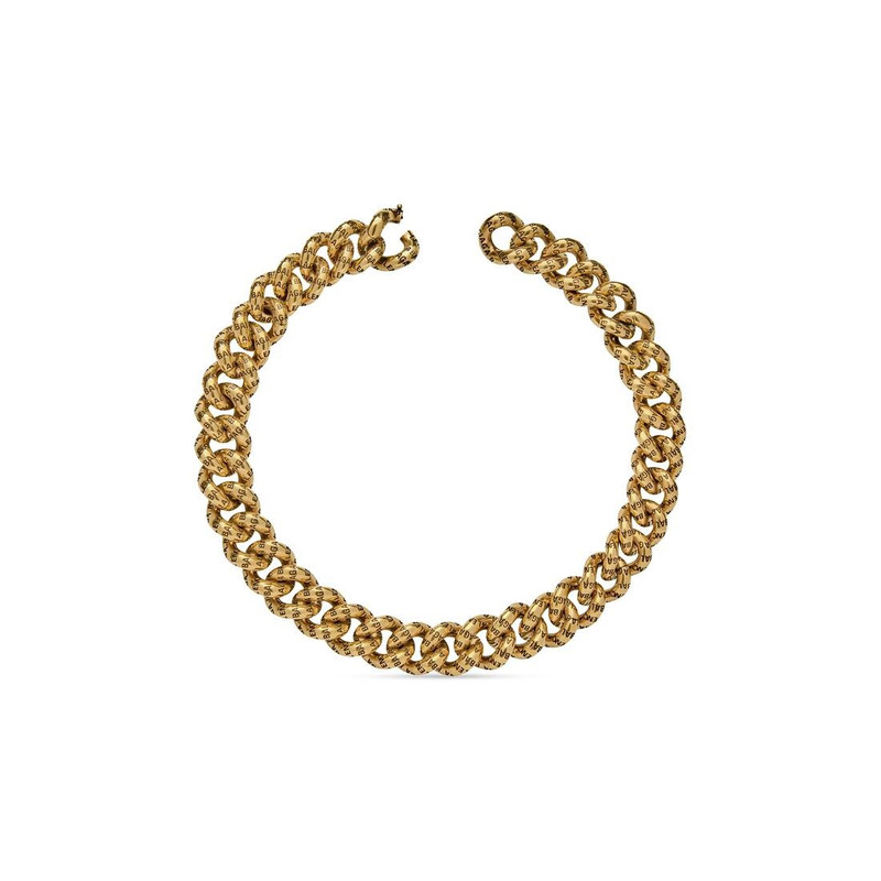 BALENCIAGA Women's Logo Necklace in Antique Gold outlook