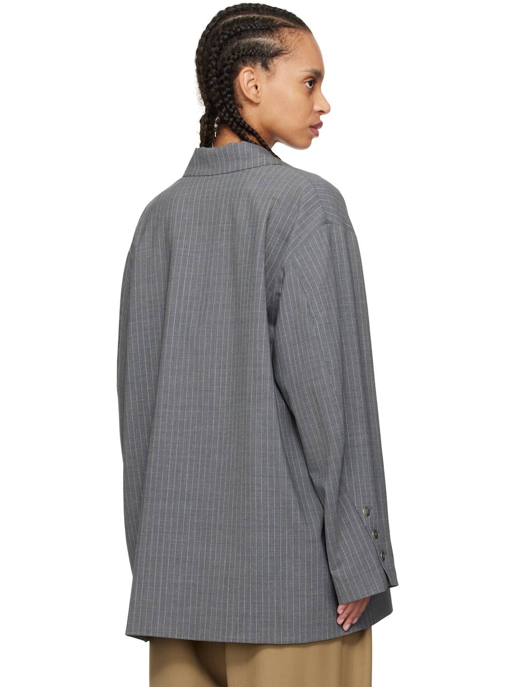 Gray Tailoring Pinstripe Blazer - 3