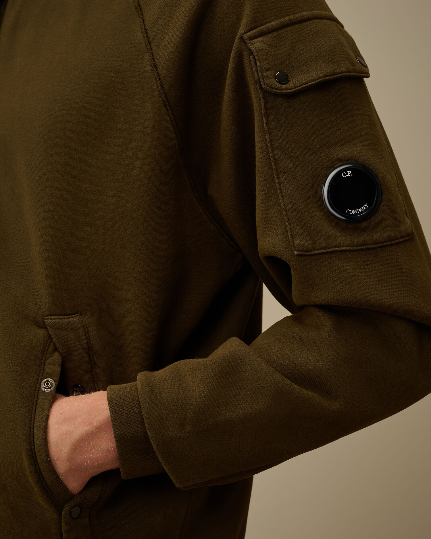 Brushed and Emerized Diagonal Fleece Bomber Full Zip Sweatshirt - 5