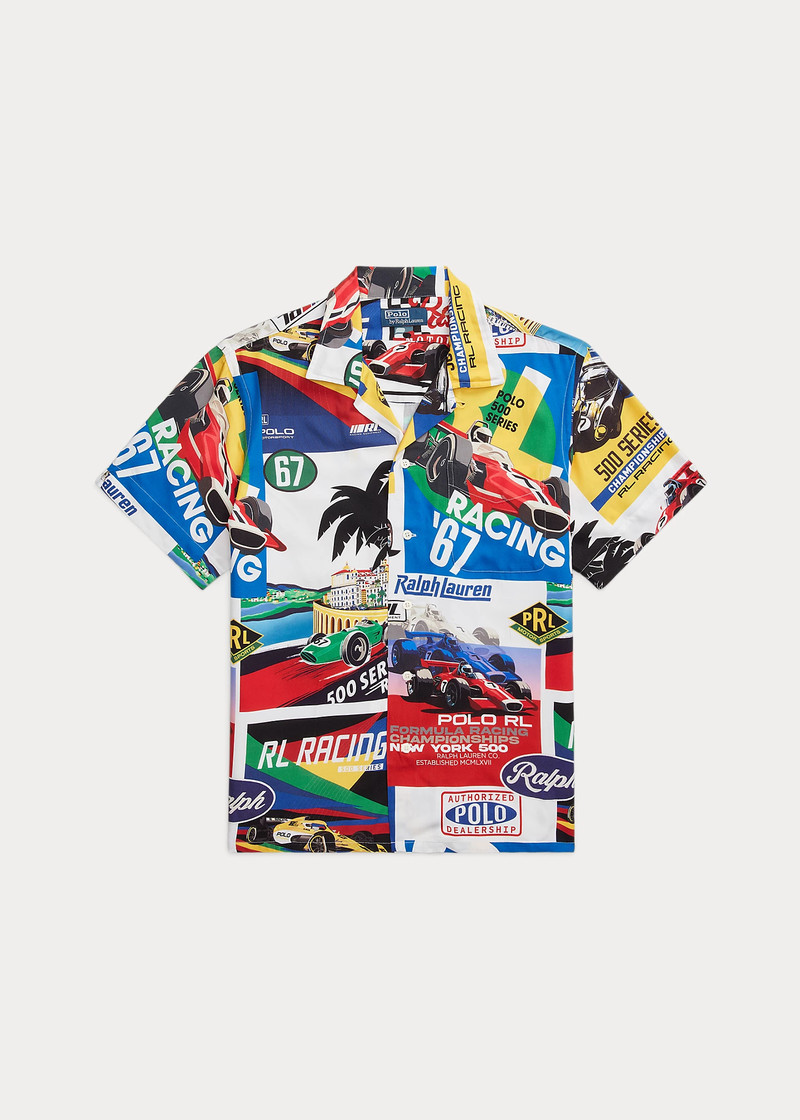 Classic Fit Racing-Print Camp Shirt 1