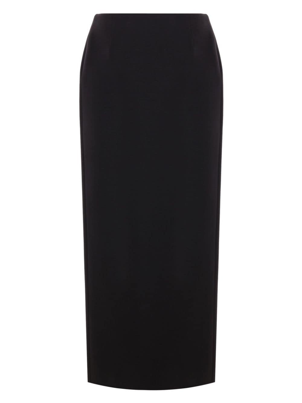 logo-plaque wool pencil skirt - 2