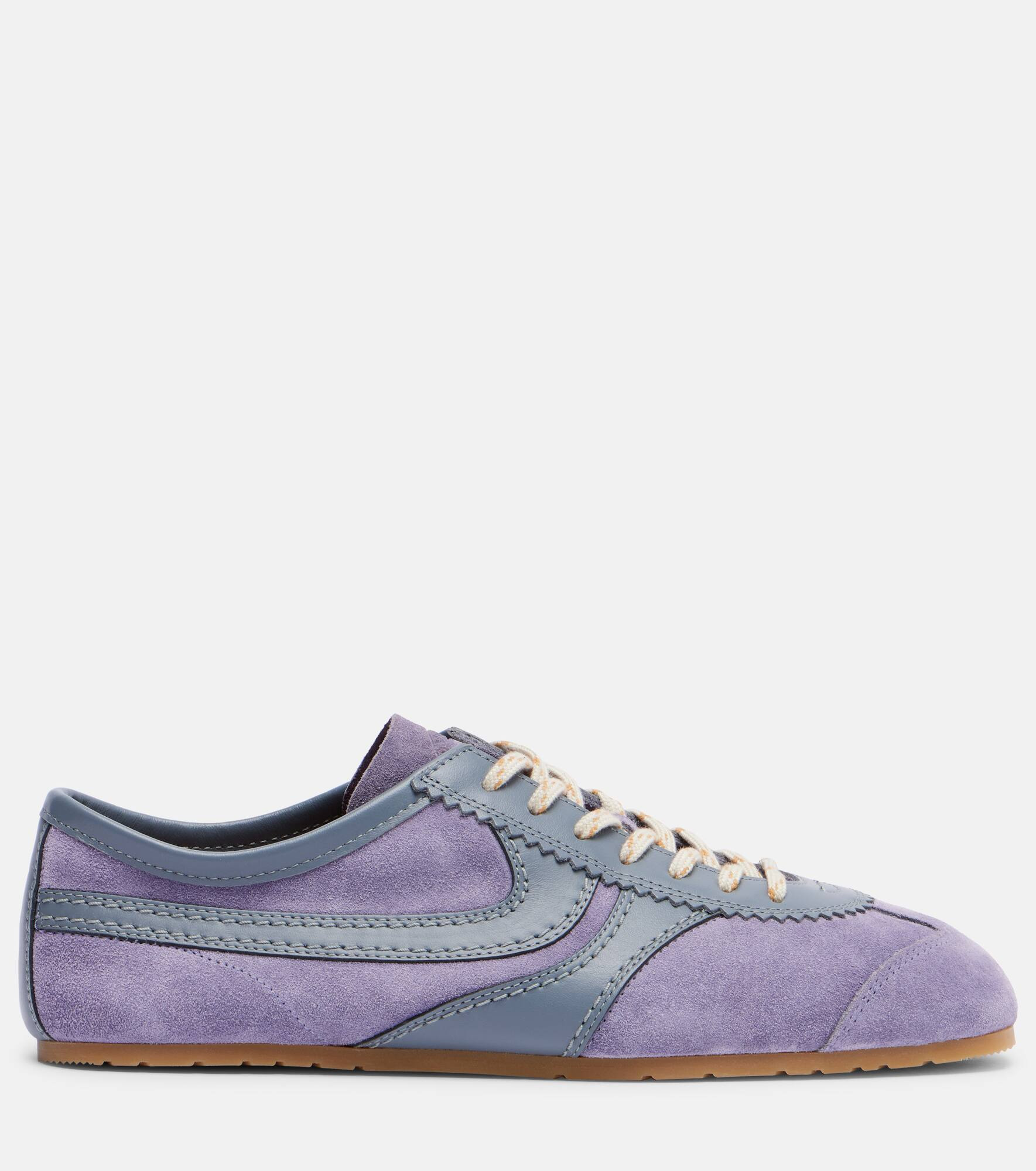 Leather-trimmed suede sneakers - 4