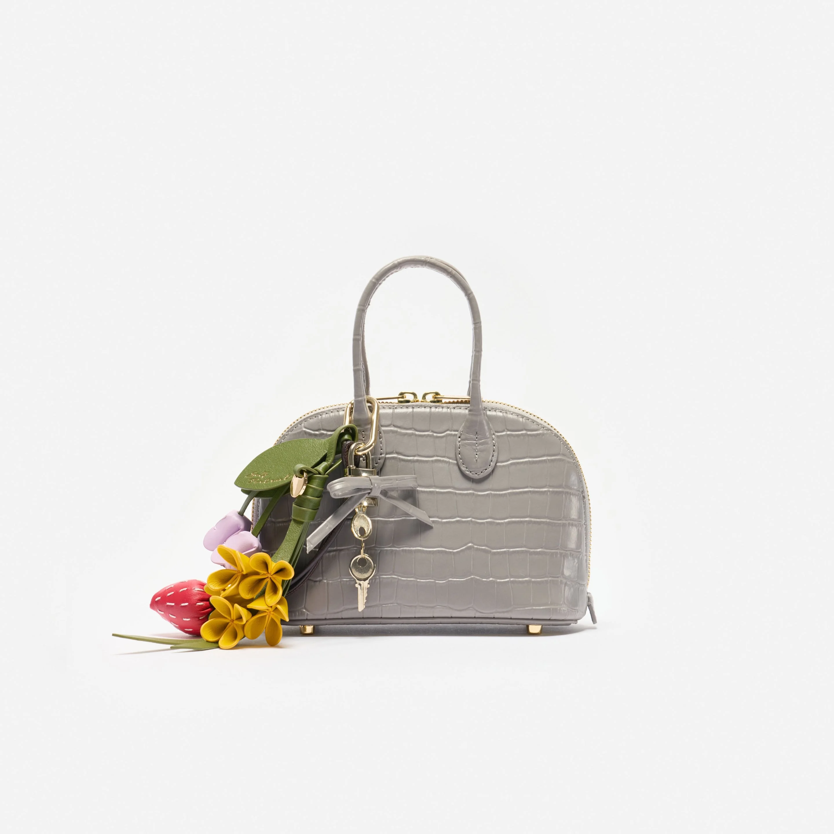 Embossed Leather Grey Mini Bag - 1