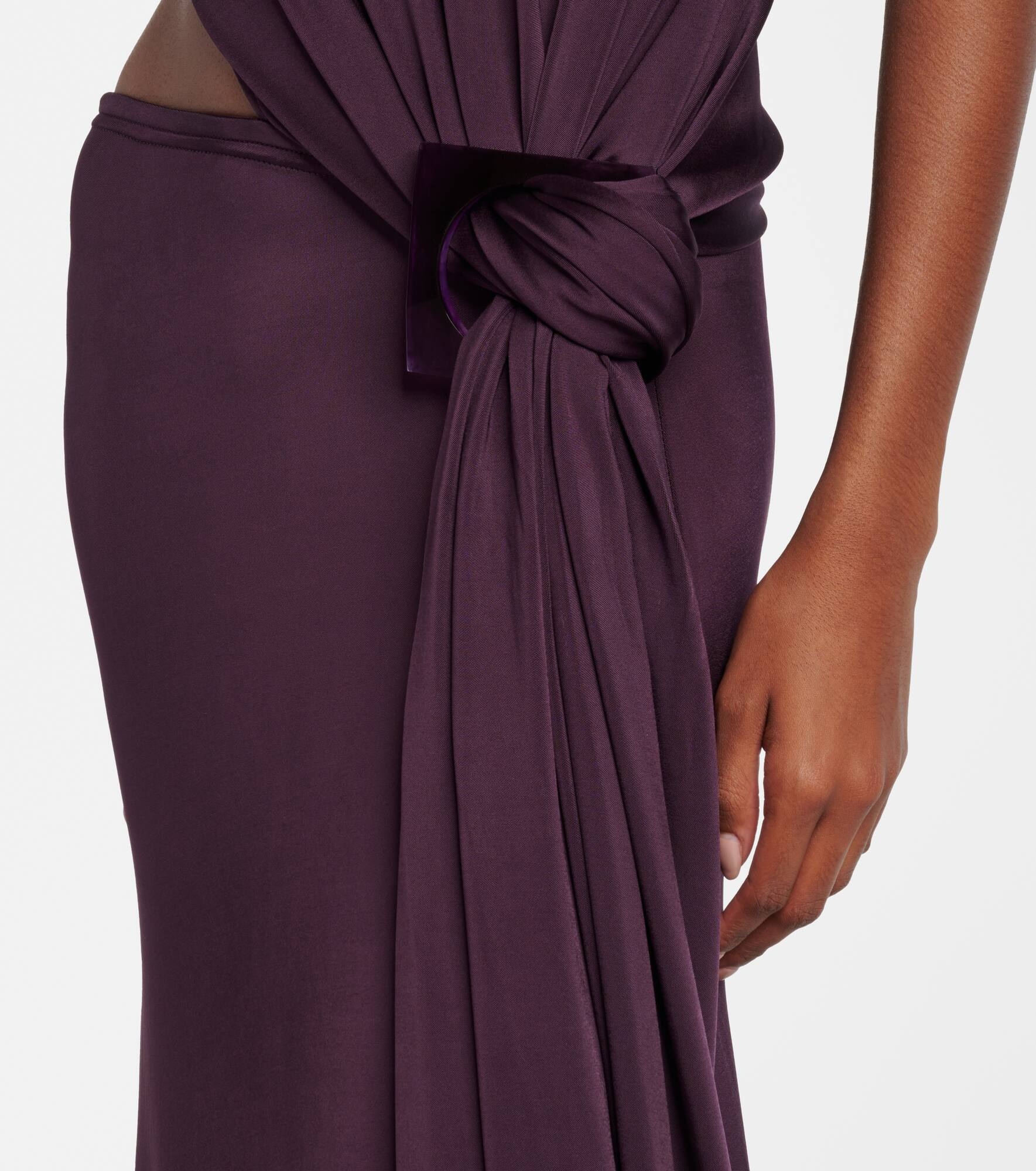 Cutout draped jersey midi dress - 6
