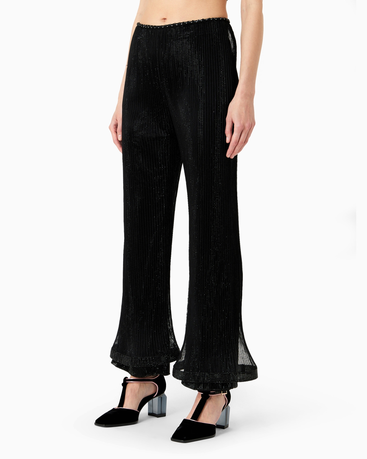 Crystal-embroidered pleated tulle trousers - 2
