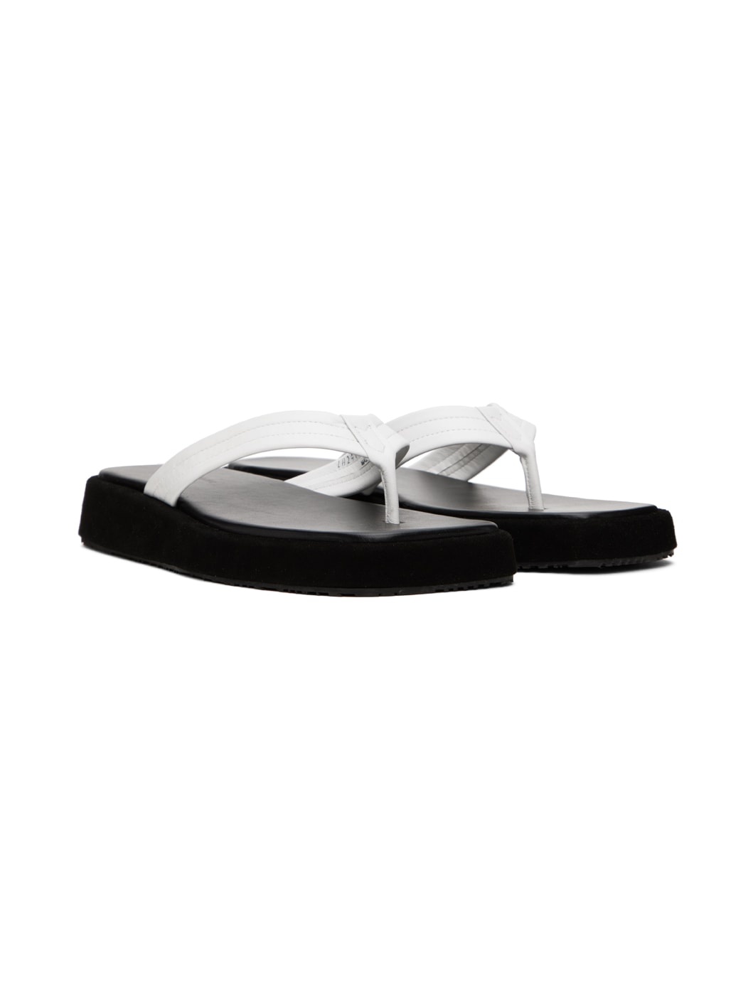 Black & White Leather Flip Flops - 4