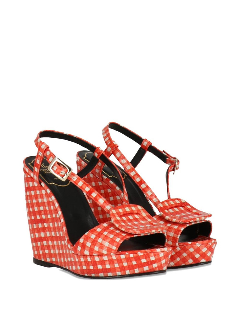 Roger Vivier gingham wedge sandals outlook