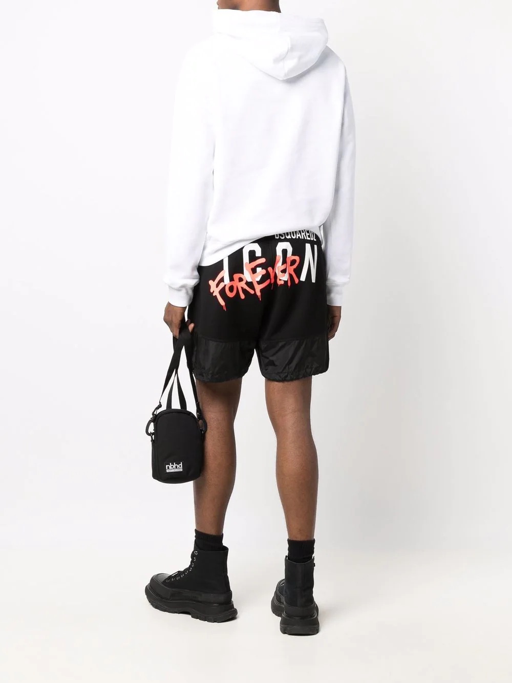 logo-print drawstring-hem shorts - 2