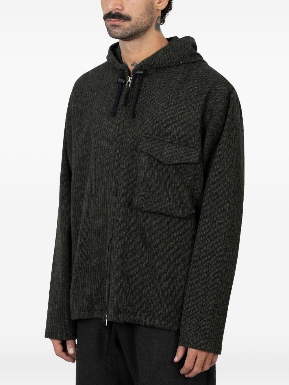 hooded stripe-pattern jacket - 2