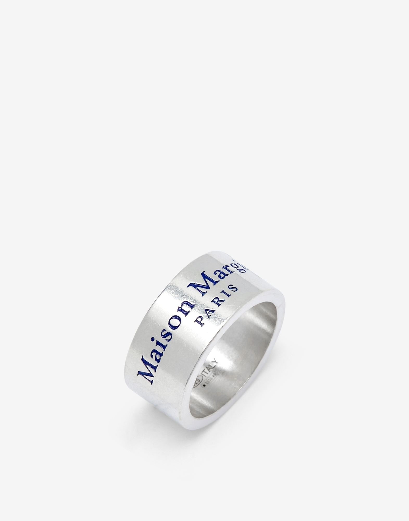 Logo engraved wide silver ring - 3