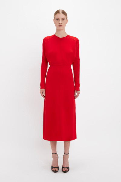 Victoria Beckham Dolman Midi Dress In Red outlook