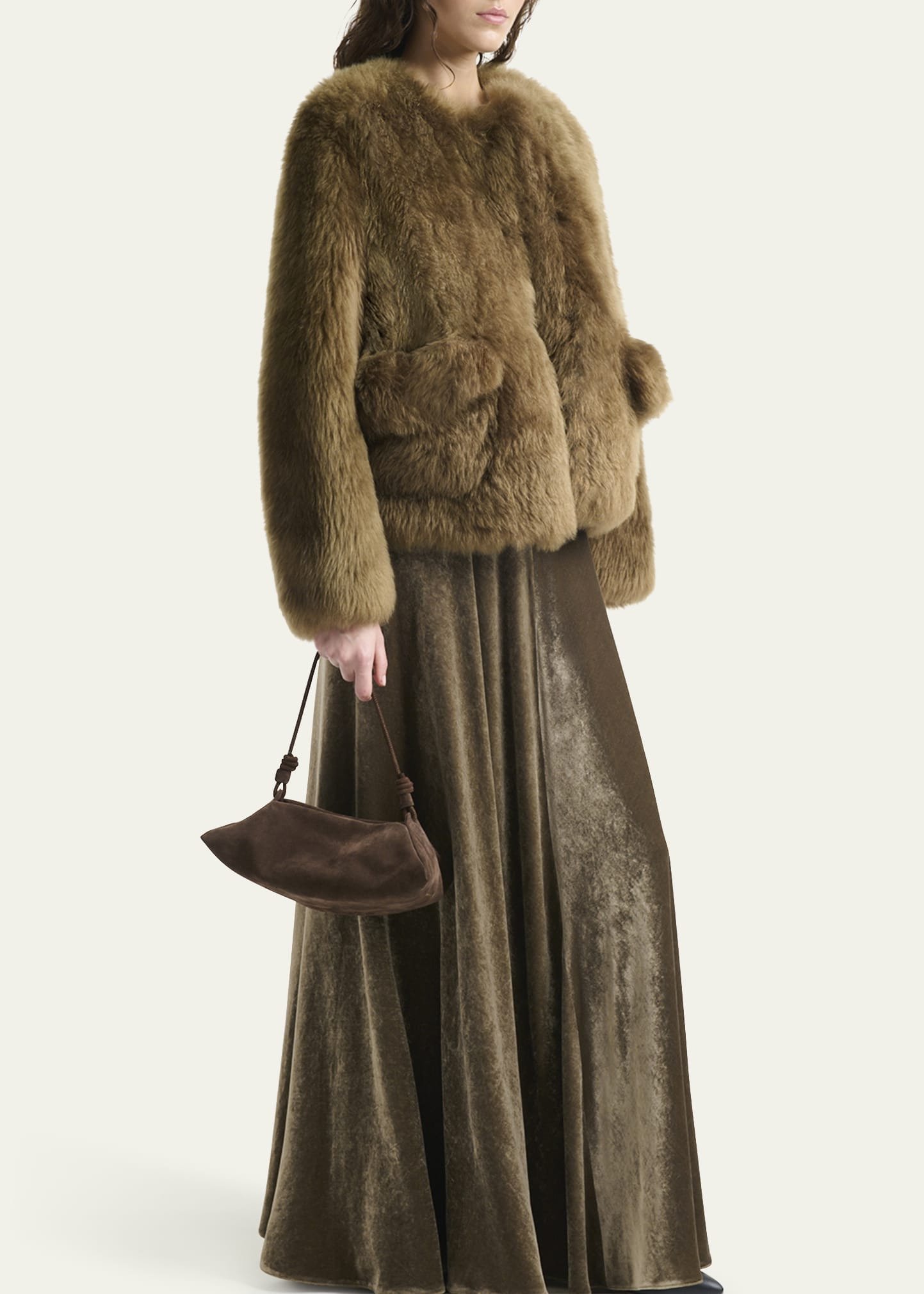 Maury Lamb Shearling Collarless Coat - 2