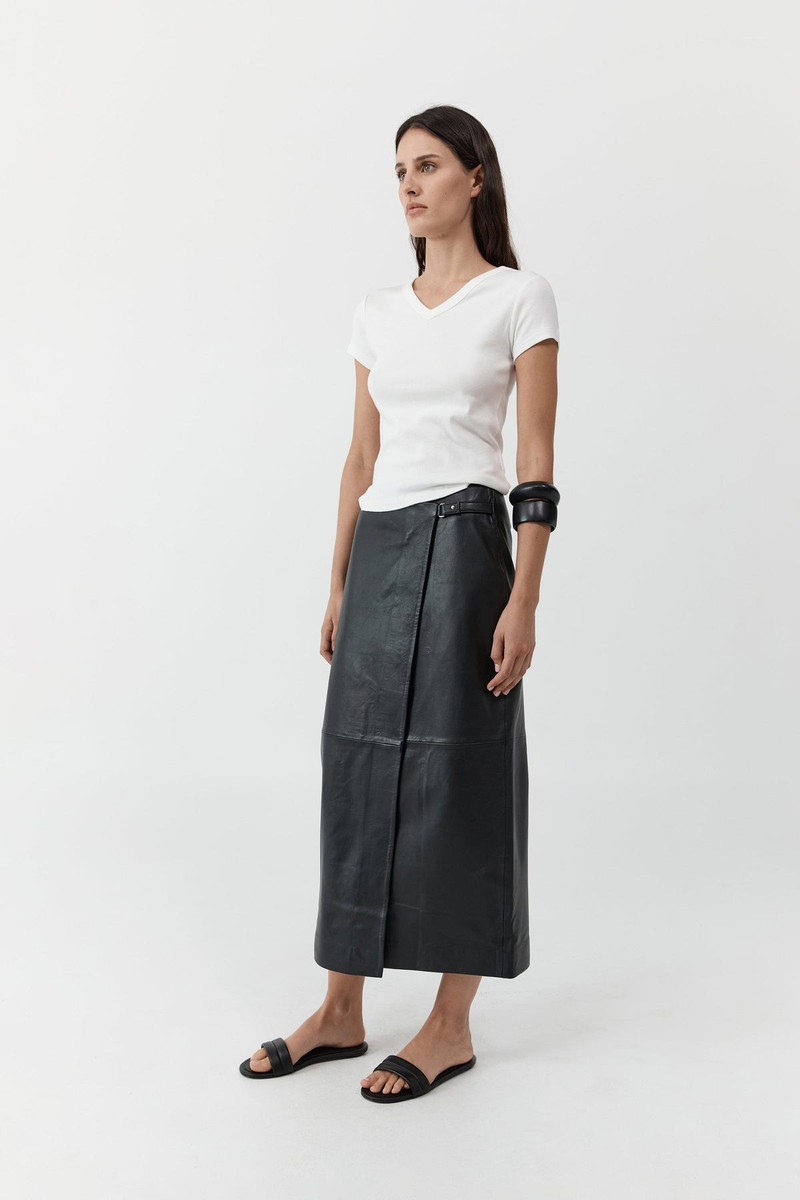 ST. AGNI Organic Cotton V Neck Tee - White outlook