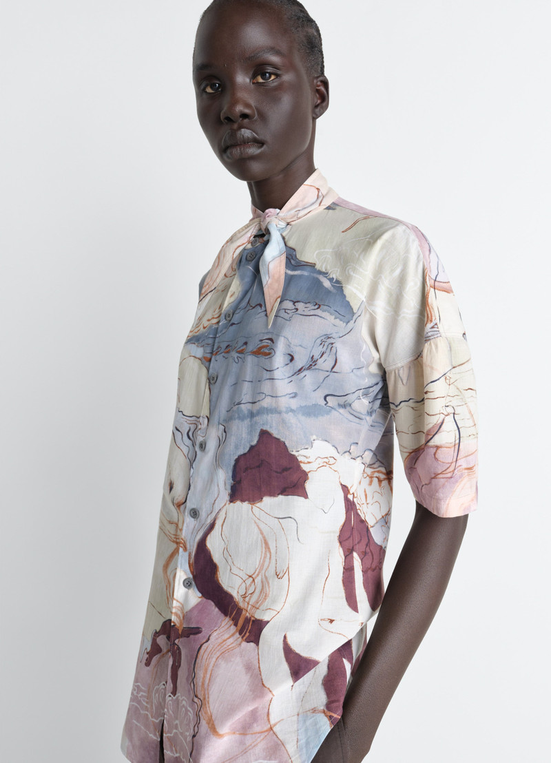 Lemaire SHORT SLEEVE SHIRT WITH FOULARD IN AQUAREL PRINTED COTTON outlook