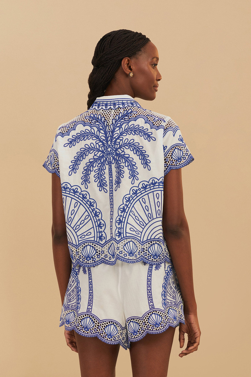 Blue Palm Trees Richelieu Collared Shirt 4