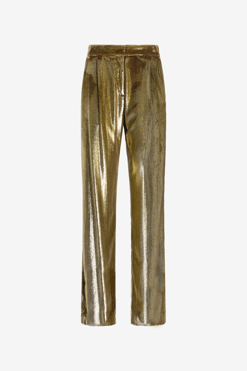 Gold Velvet Long Pants 1