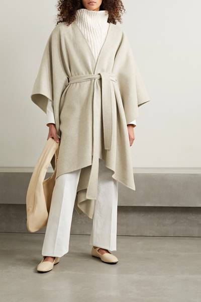 The Row Toba belted wool and cashmere-blend poncho outlook