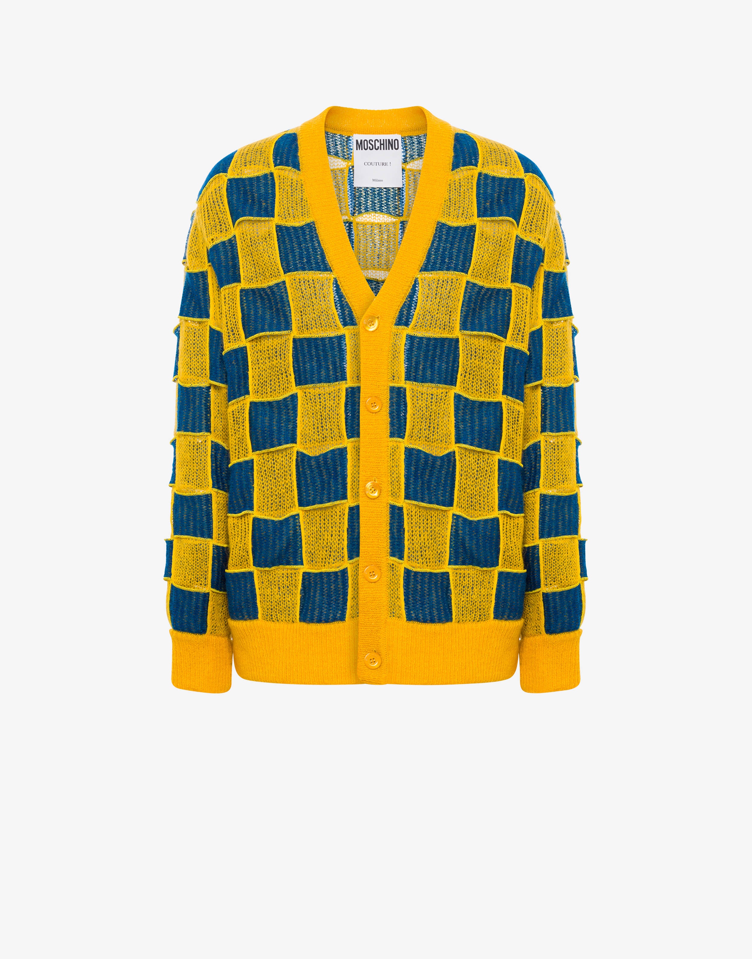 MIXED PATCHWORK &AMP; CHECKS MOHAIR CARDIGAN - 1