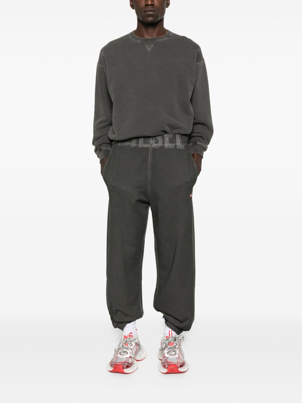 logo-waistband cotton track pants - 2