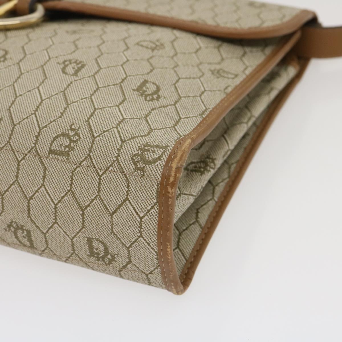 DIOR Honeycomb Canvas Hand Bag Leather Beige - 9