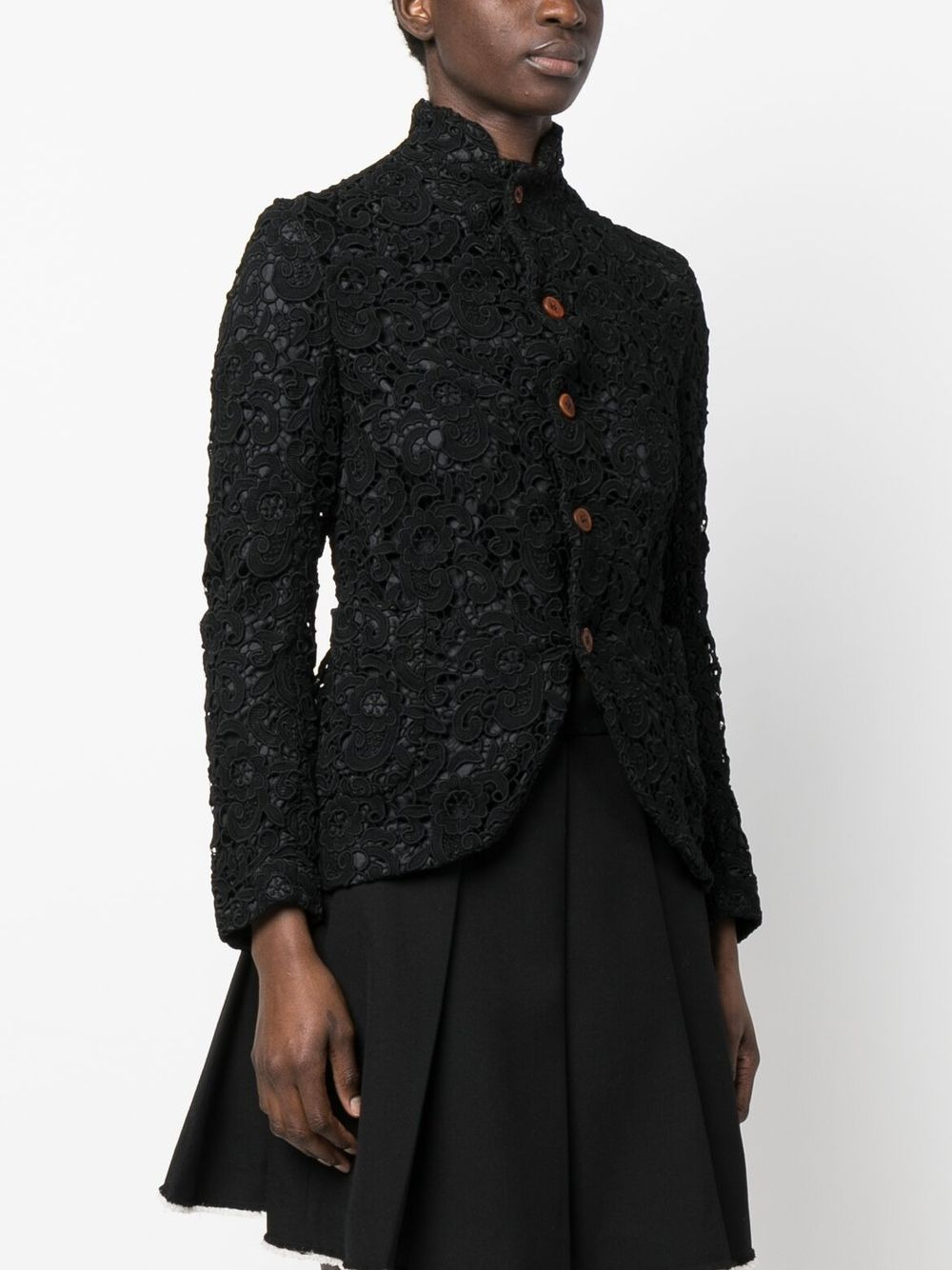 floral-embroidered button-up jacket - 3