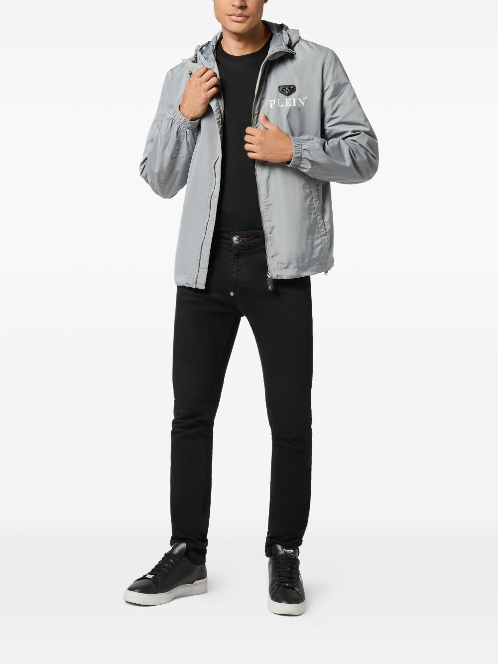 logo-plaque hooded jacket - 2