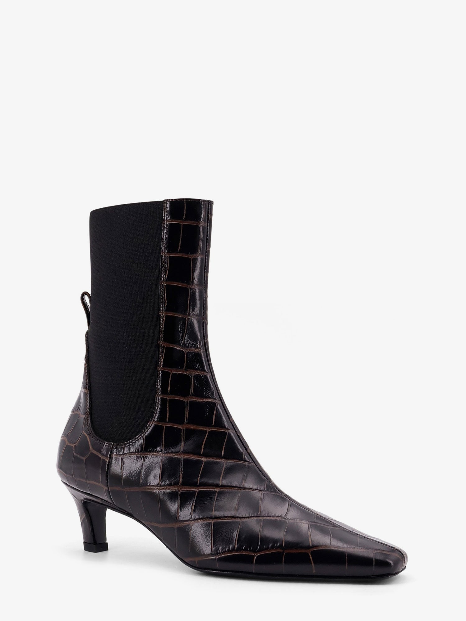 Toteme The Mid Heel Boot Leather Boots With Croco Effect - 3