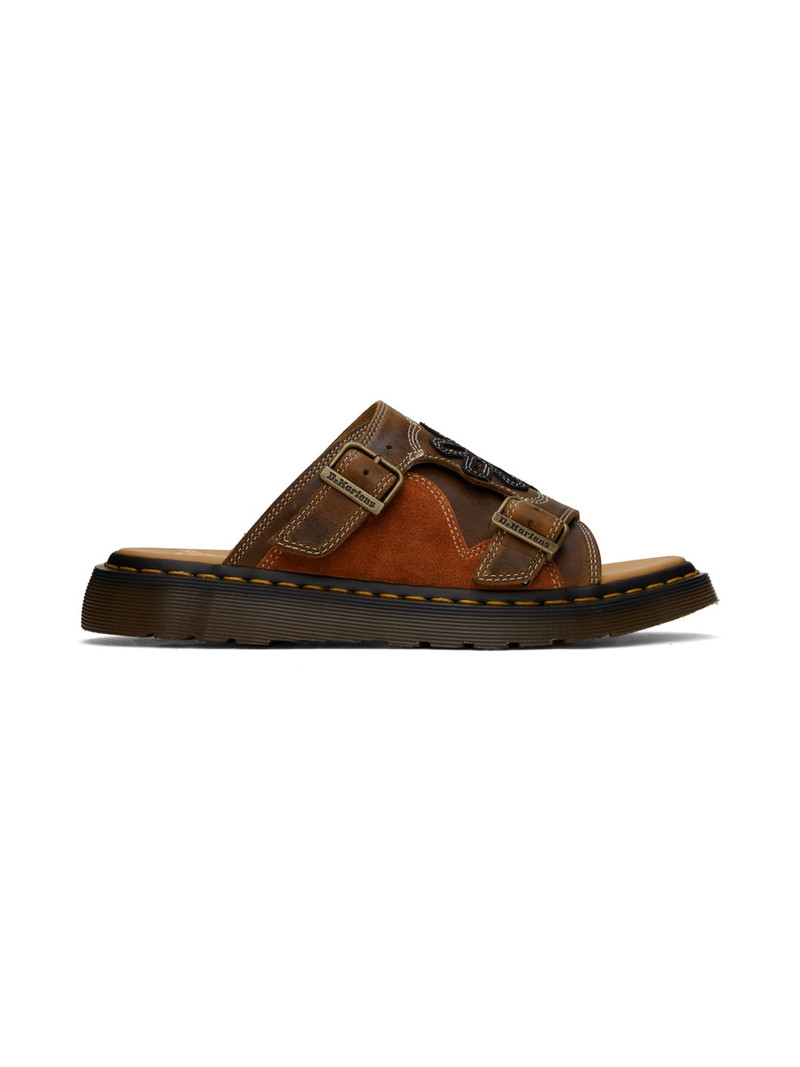 Brown Dayne Suede Appliqué Slides 1