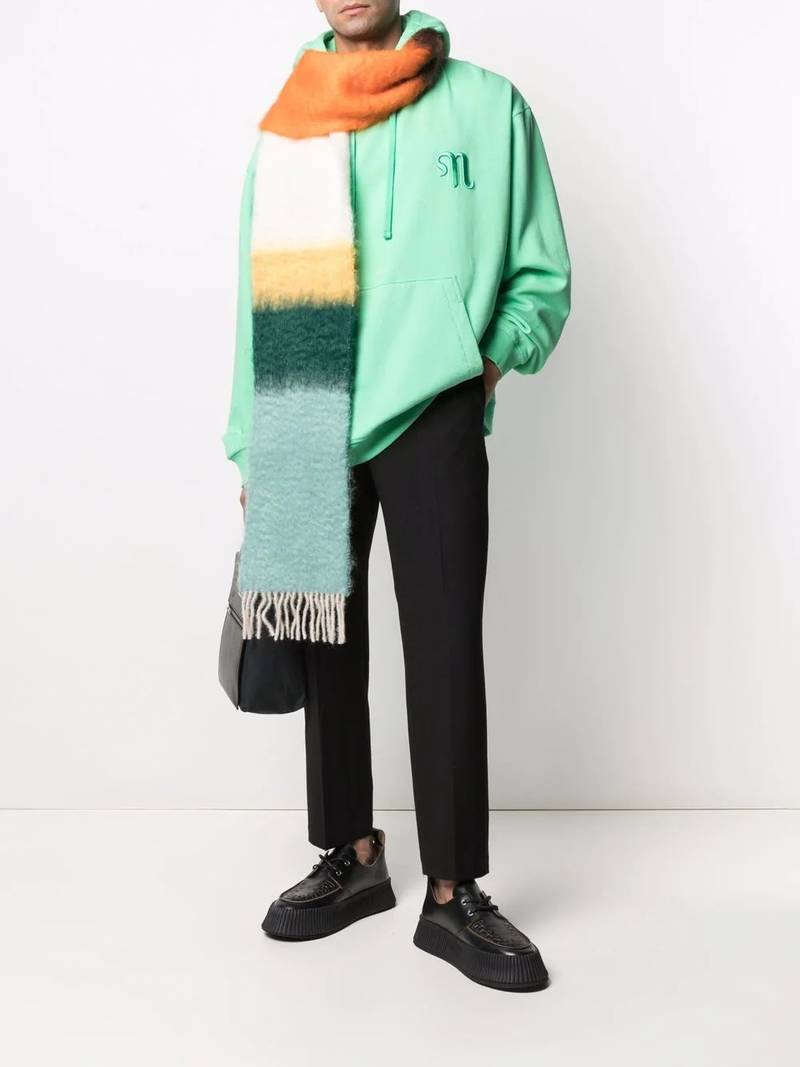 Nanushka logo drawstring organic cotton hoodie outlook