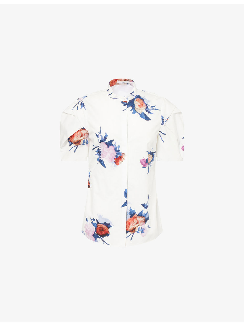 Floral-Print Short-Sleeve Cotton-Poplin Top - 1