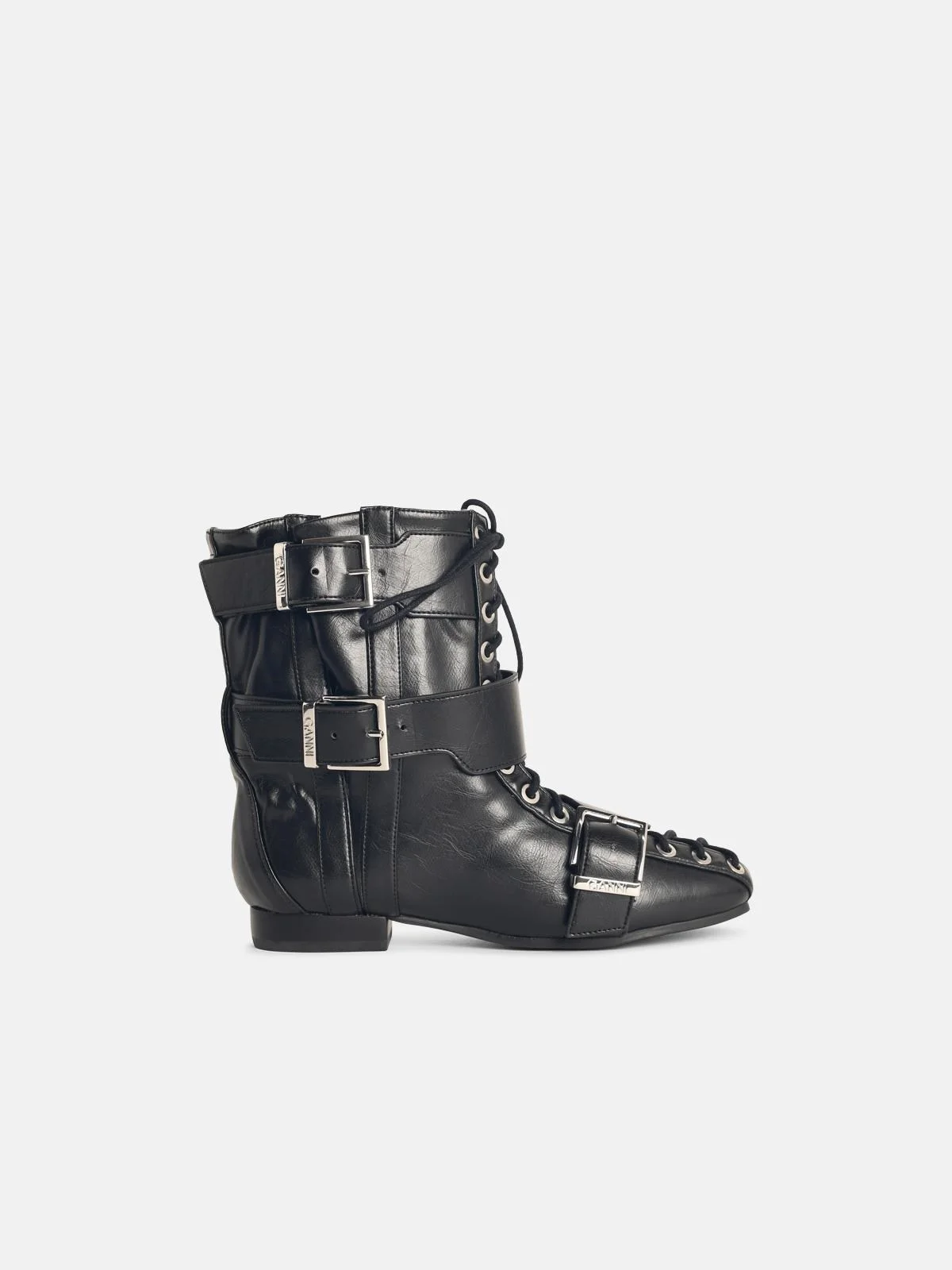 BLACK SYNTHETIC BOOTS - 1
