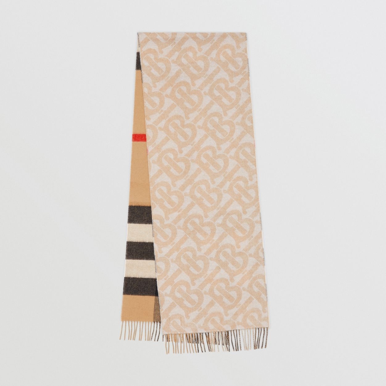 Reversible Check and Monogram Cashmere Scarf - 1