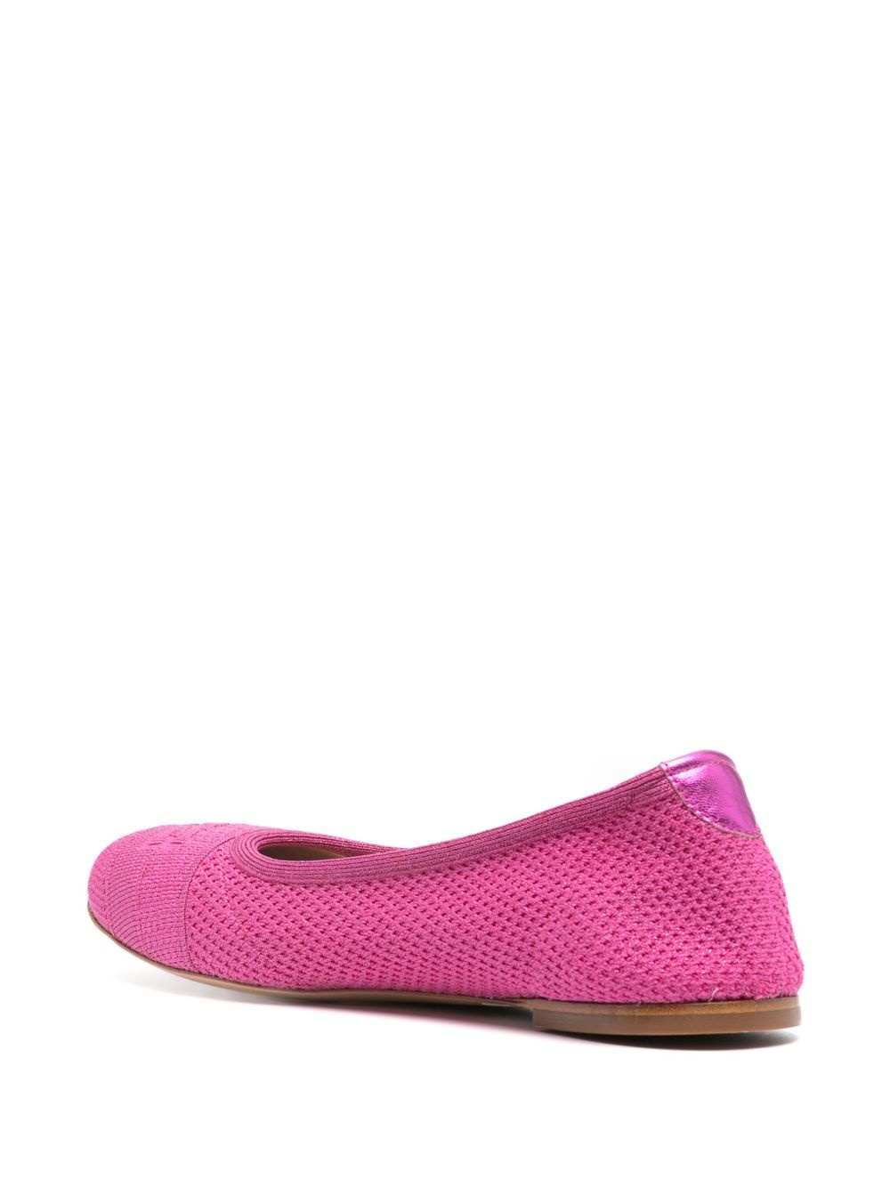 lurex-detail knitted ballerina shoes - 3